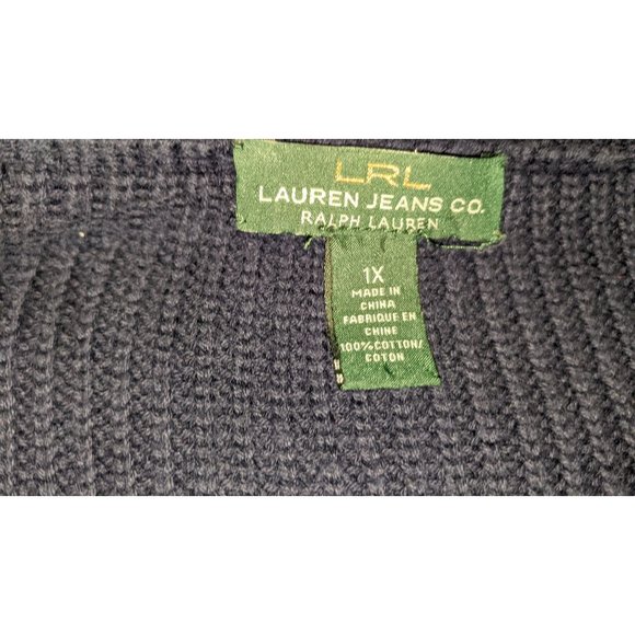 LRL LAUREN JEANS Co Blue Sweater with gold hardware zips size 1X - Picture 10 of 11